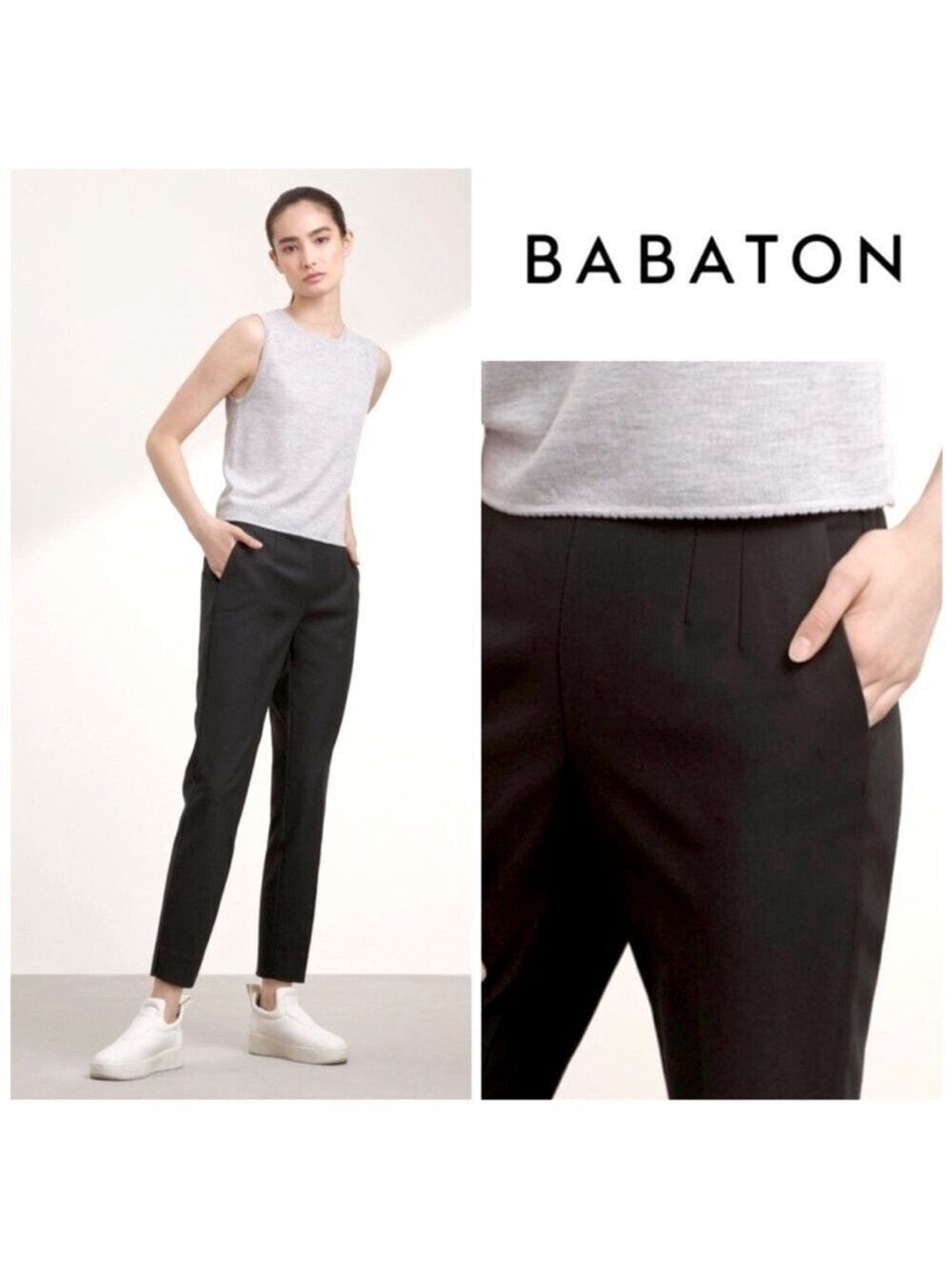 Aritzia Babaton Ralph Pant in Black Pants Trousers Split Hem Side Zip Size 8